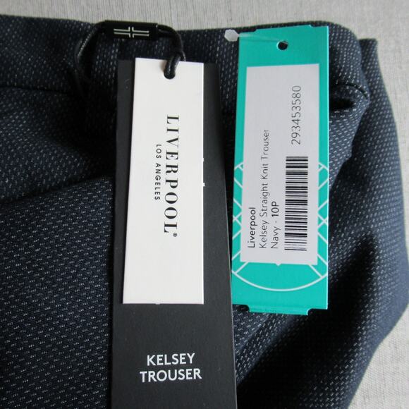 Liverpool Los Angeles Pants Women 10P Navy Kelsey Trouser Straight Knit Work NWT - Picture 8 of 11